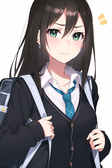 3978515207-3578328141-mika pikazo, idolmaster, shibuya rin, 1girl, backpack, bag, blush, brown hair, cardigan, close-up, earrings, green eyes, jewelry.png